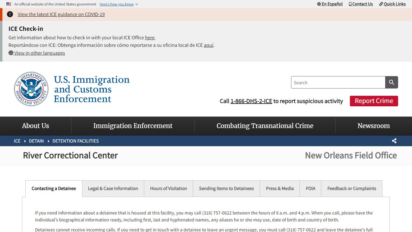 River Correctional Center | ICE